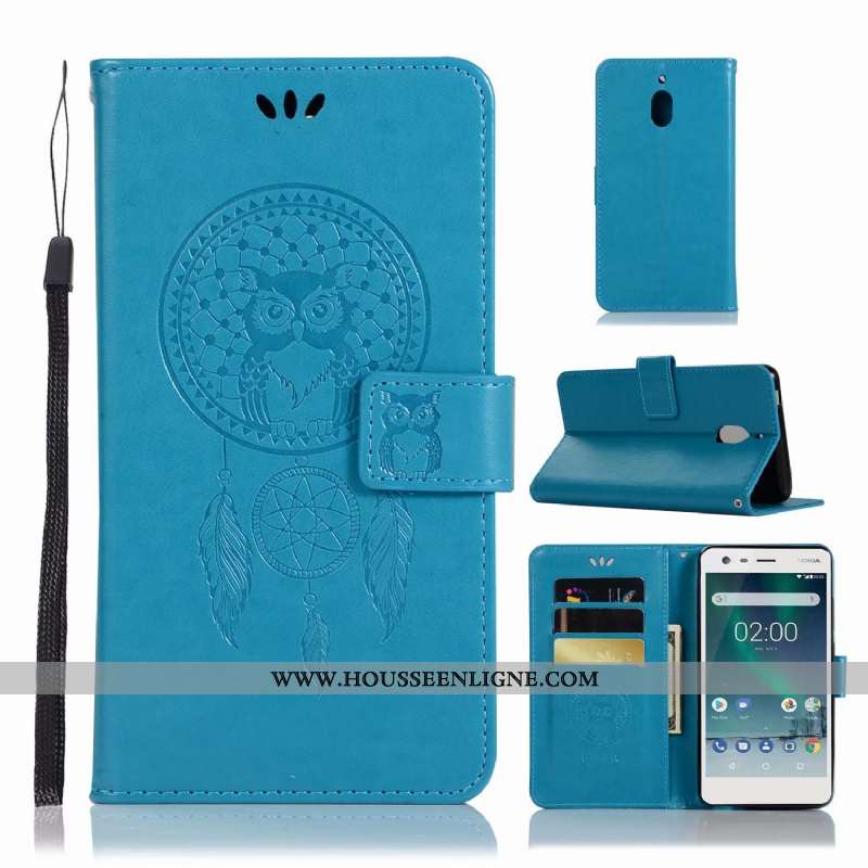 Housse Nokia 2.1 Cuir Tendance Téléphone Portable Coque Étui Incassable Bleu