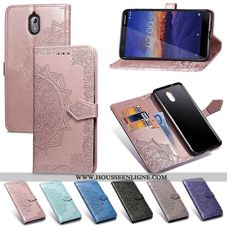 Housse Nokia 2.1 Gaufrage Cuir Incassable Coque Carte Protection Téléphone Portable Verte