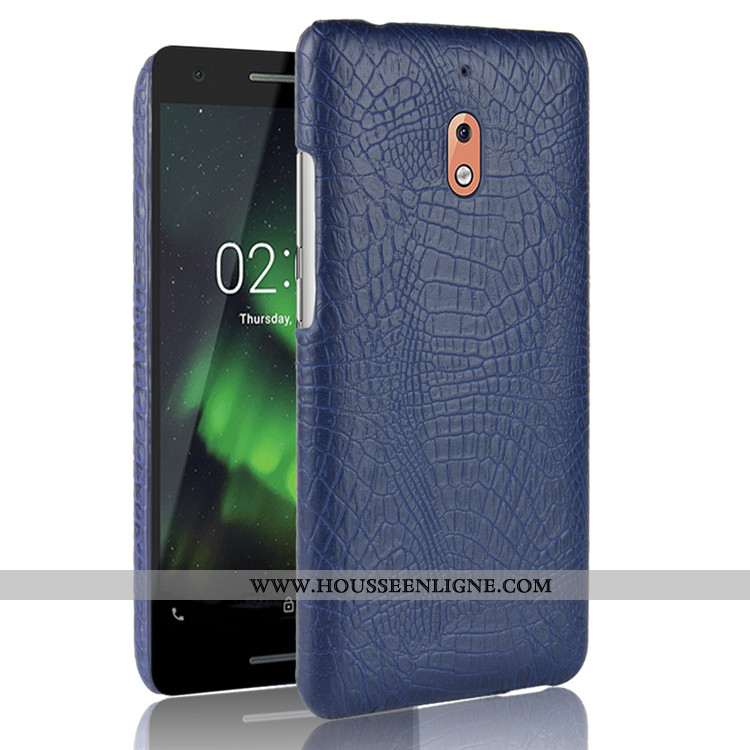 Housse Nokia 2.1 Protection Modèle Fleurie Étui Crocodile Téléphone Portable Coque Difficile Bleu Fo