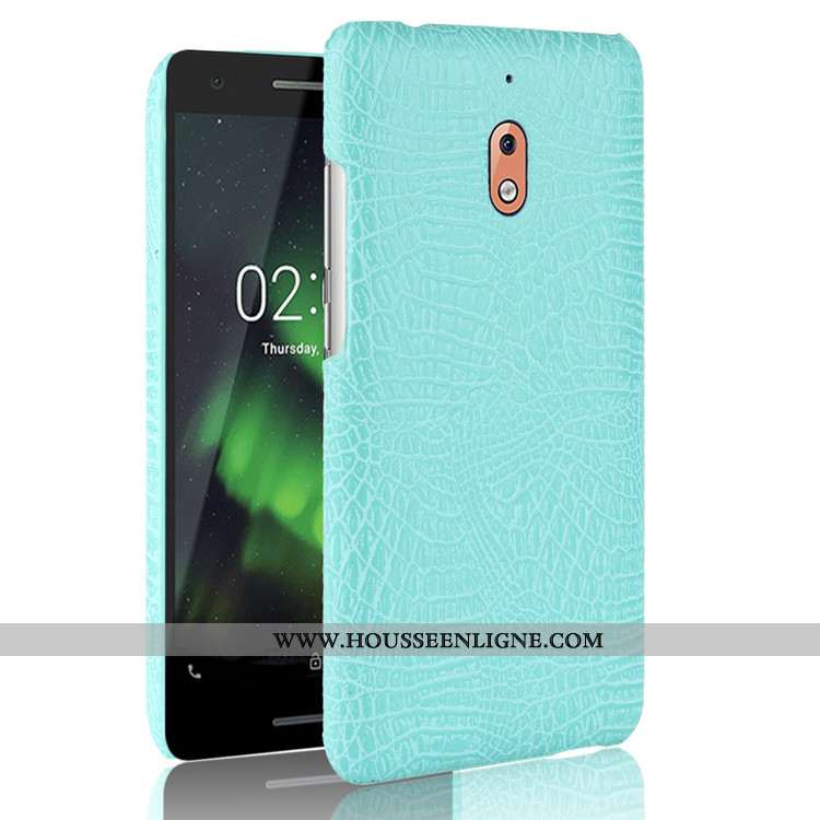 Housse Nokia 2.1 Protection Modèle Fleurie Étui Crocodile Téléphone Portable Coque Difficile Bleu Fo