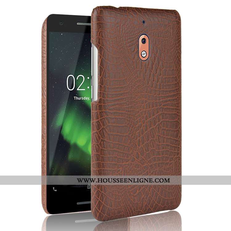 Housse Nokia 2.1 Protection Modèle Fleurie Étui Crocodile Téléphone Portable Coque Difficile Bleu Fo