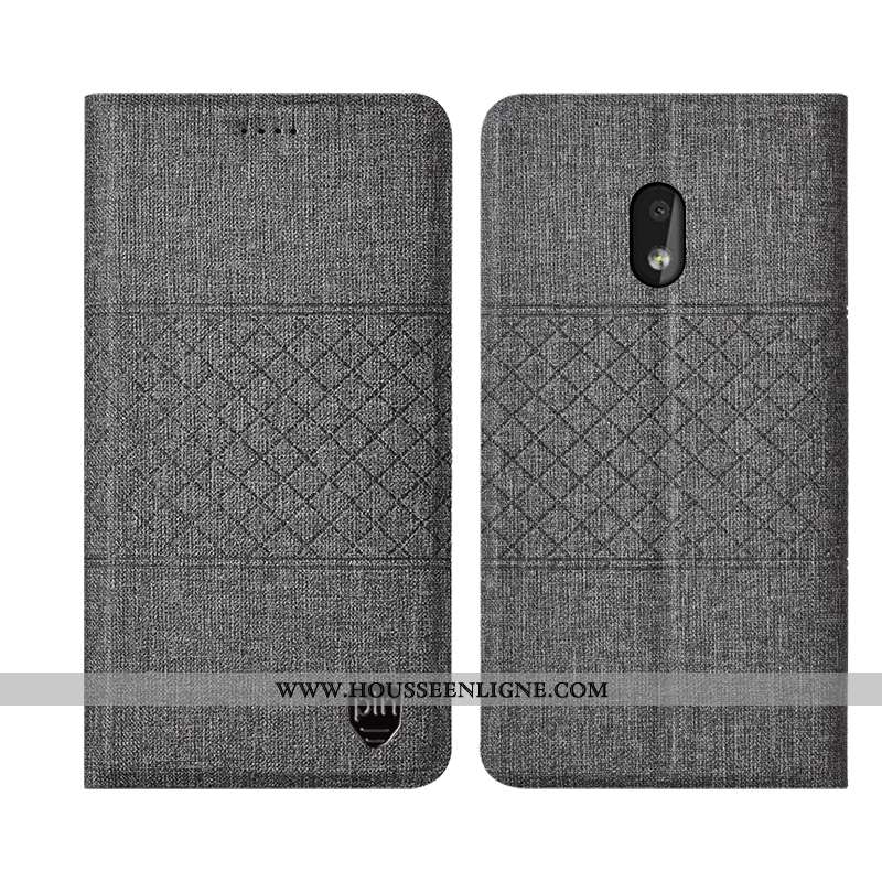 Housse Nokia 2.2 Cuir Protection Gris Coque Téléphone Portable Lin