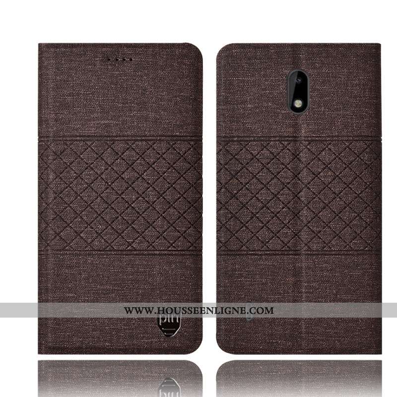 Housse Nokia 2.2 Cuir Protection Gris Coque Téléphone Portable Lin