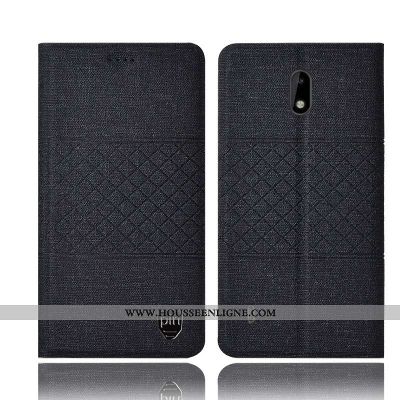Housse Nokia 2.2 Cuir Protection Gris Coque Téléphone Portable Lin