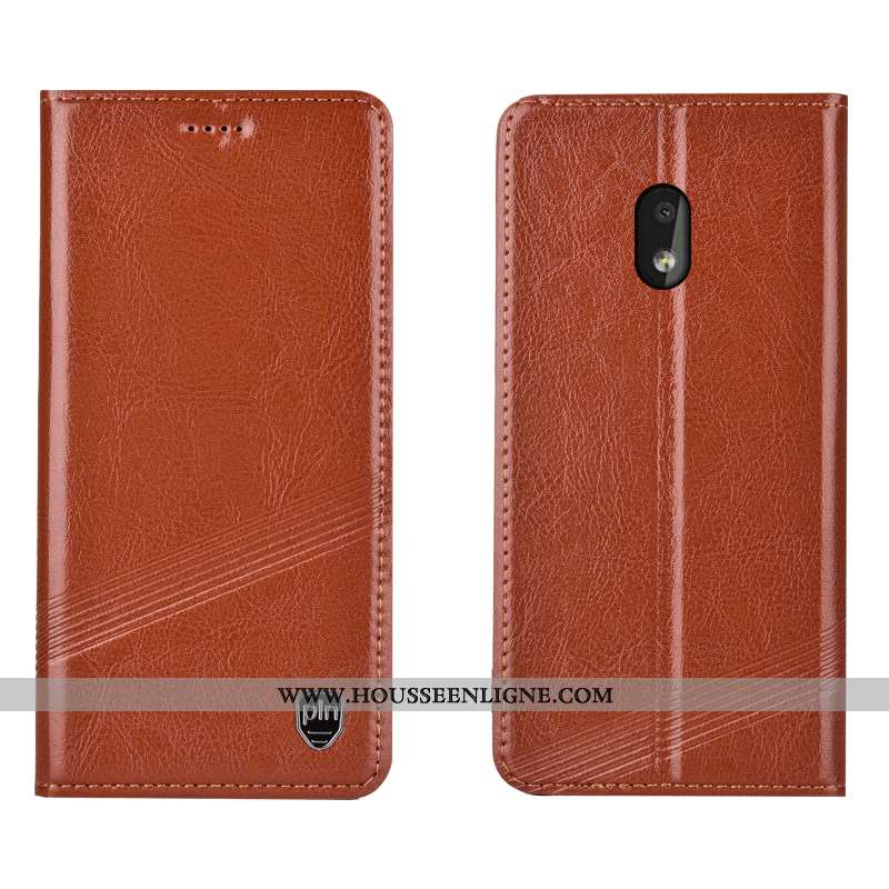 Housse Nokia 2.2 Cuir Véritable Protection Incassable Étui Coque Téléphone Portable Marron