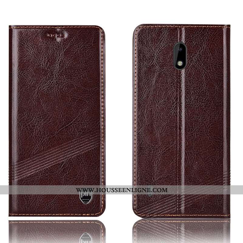 Housse Nokia 2.2 Cuir Véritable Protection Incassable Étui Coque Téléphone Portable Marron