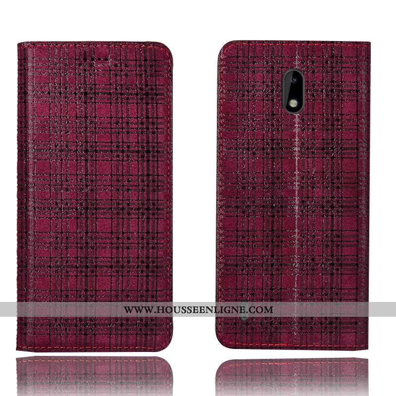 Housse Nokia 2.2 Cuir Véritable Protection Étui Velours Incassable Tout Compris Coque Bordeaux