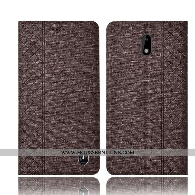 Housse Nokia 2.2 Protection Cuir Coque Incassable Marron Lin