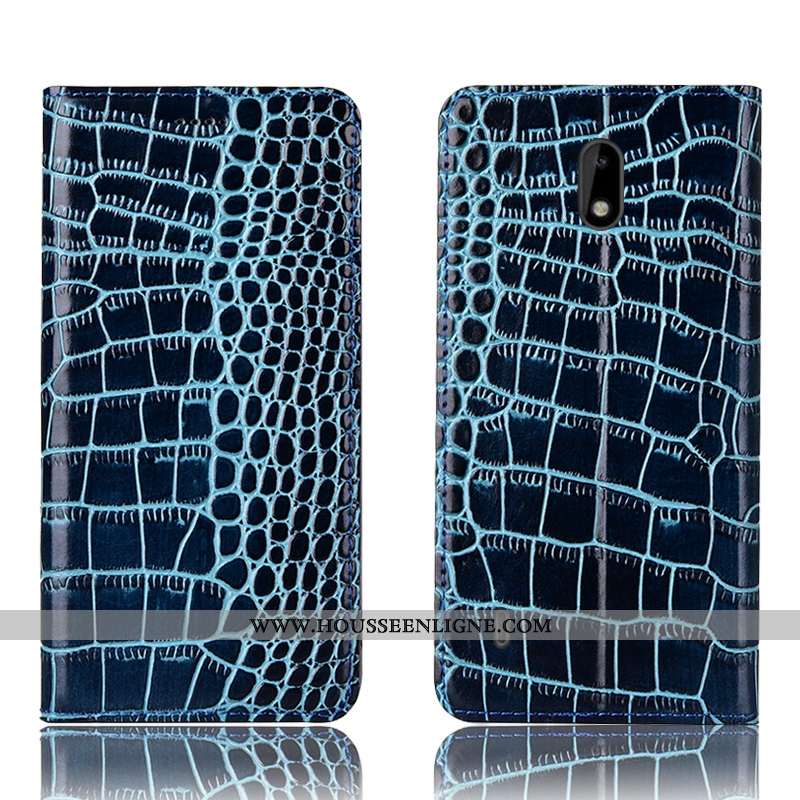 Housse Nokia 2.2 Protection Cuir Véritable Noir Téléphone Portable Crocodile Incassable Étui