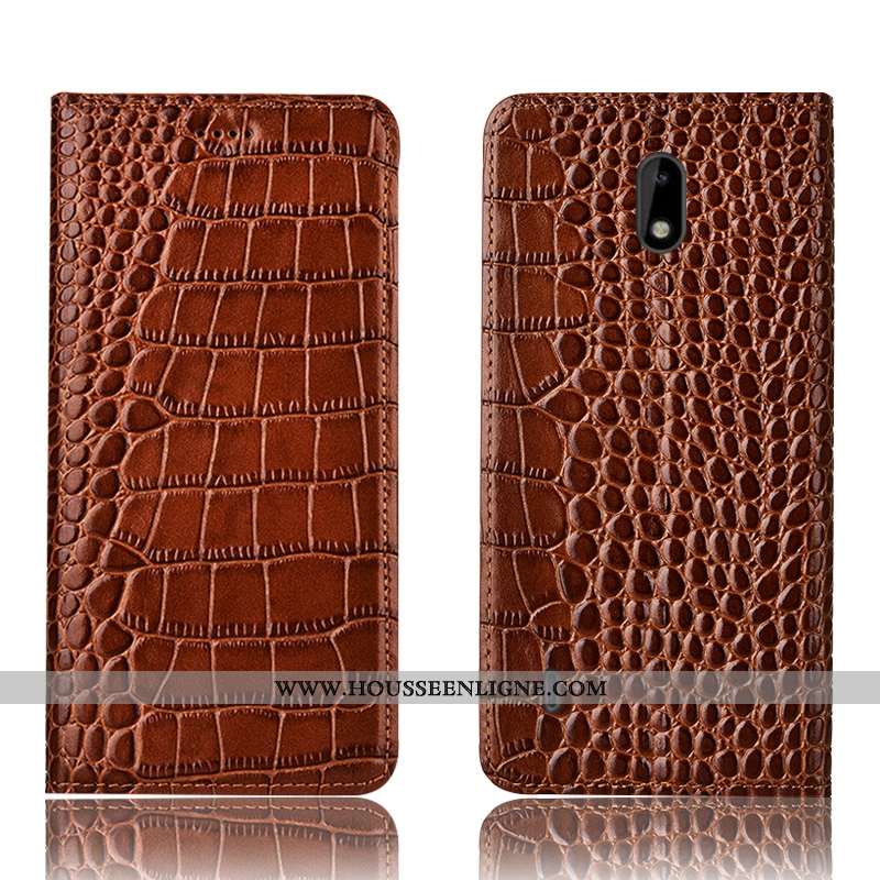Housse Nokia 2.2 Protection Cuir Véritable Noir Téléphone Portable Crocodile Incassable Étui