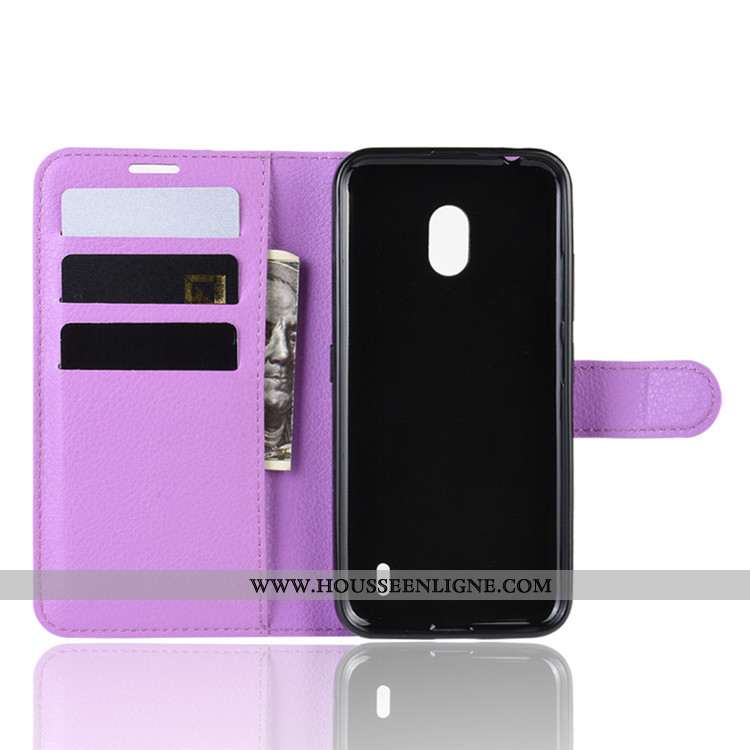 Housse Nokia 2.2 Tendance Cuir Étui Incassable Coque Téléphone Portable Noir