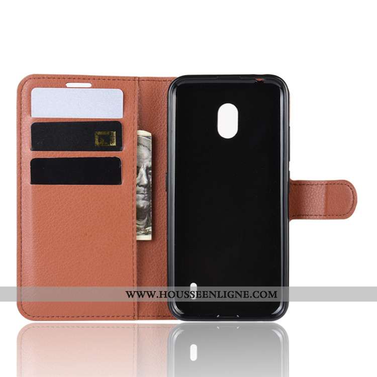 Housse Nokia 2.2 Tendance Cuir Étui Incassable Coque Téléphone Portable Noir