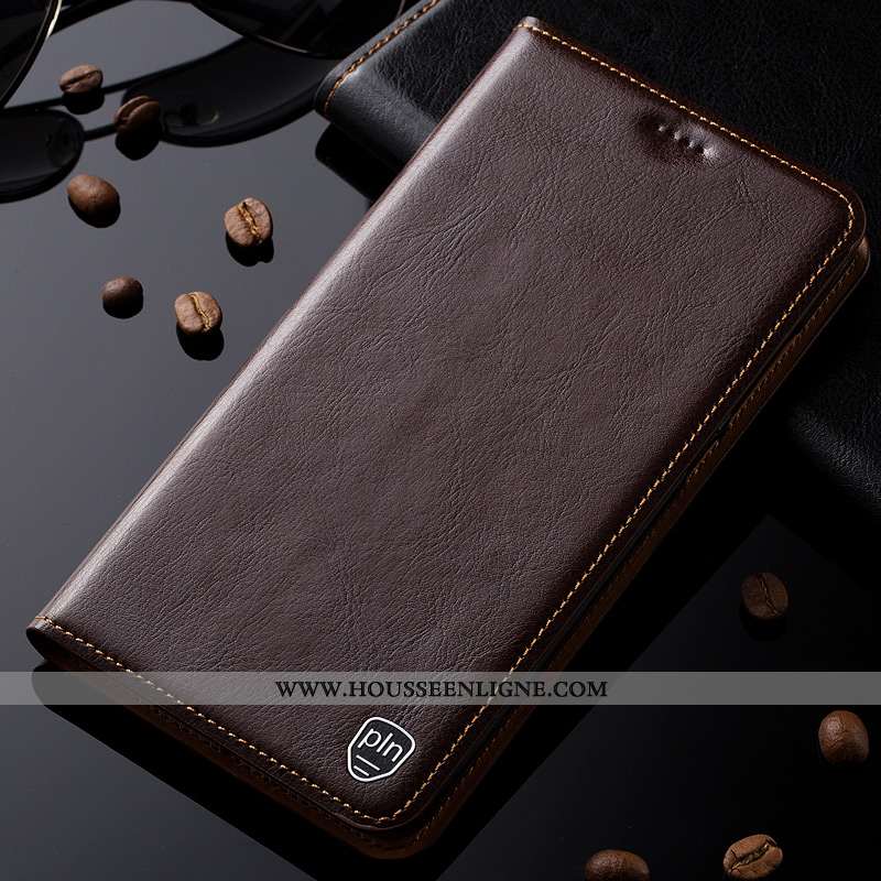 Housse Nokia 3.1 Cuir Véritable Modèle Fleurie Étui Protection Coque Téléphone Portable Marron