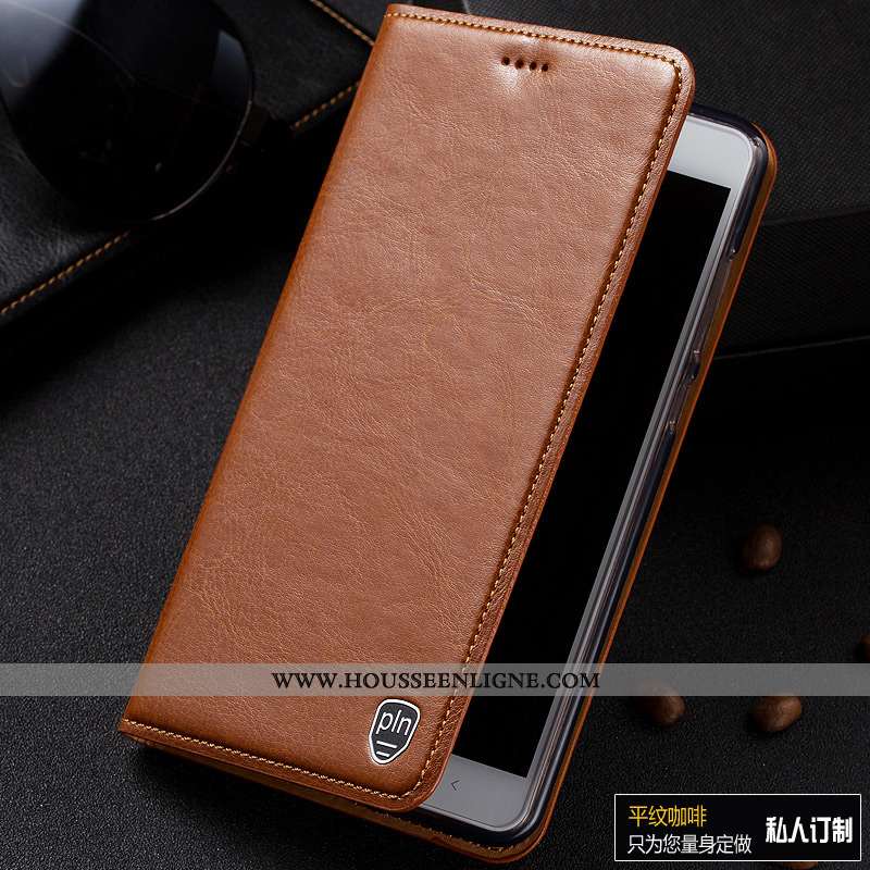 Housse Nokia 3.1 Cuir Véritable Modèle Fleurie Étui Protection Coque Téléphone Portable Marron