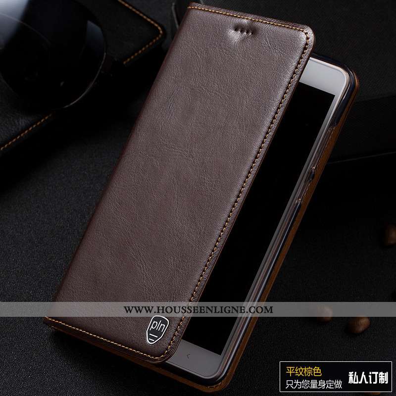Housse Nokia 3.1 Cuir Véritable Modèle Fleurie Étui Protection Coque Téléphone Portable Marron