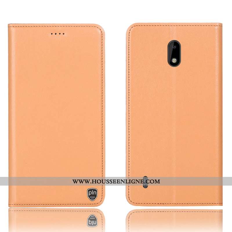 Housse Nokia 3.1 Cuir Véritable Protection Tout Compris Étui Téléphone Portable Jaune