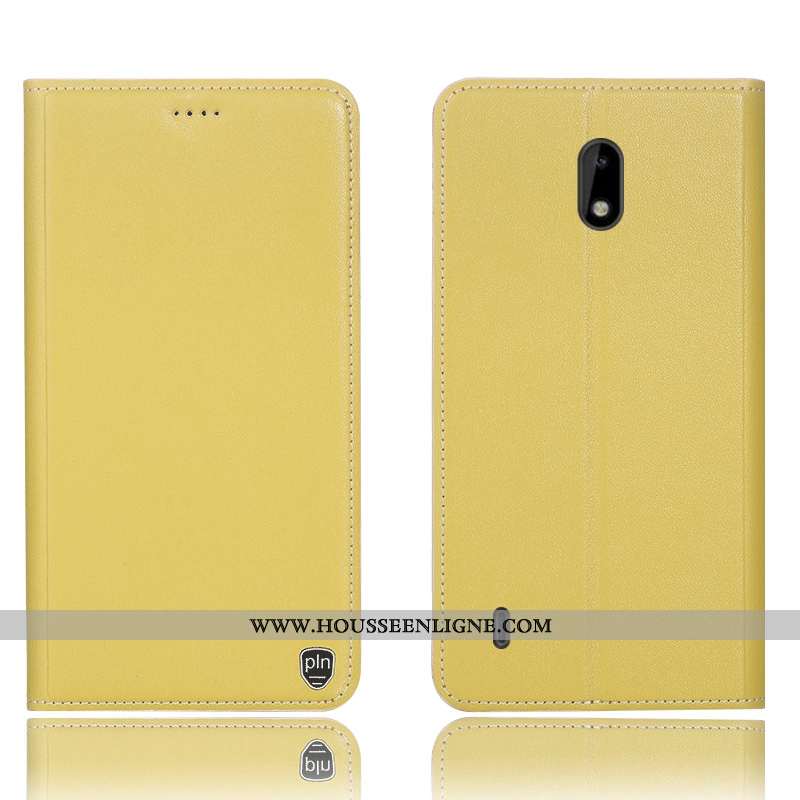 Housse Nokia 3.1 Cuir Véritable Protection Tout Compris Étui Téléphone Portable Jaune