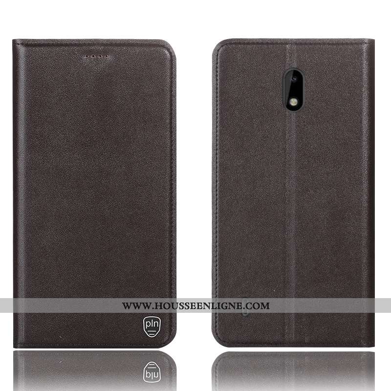 Housse Nokia 3.1 Cuir Véritable Protection Tout Compris Étui Téléphone Portable Jaune