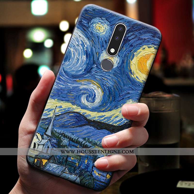Housse Nokia 3.1 Plus Gaufrage Dessin Animé Bleu Téléphone Portable Coque Étui Ornements Suspendus