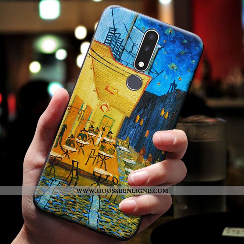 Housse Nokia 3.1 Plus Gaufrage Dessin Animé Bleu Téléphone Portable Coque Étui Ornements Suspendus