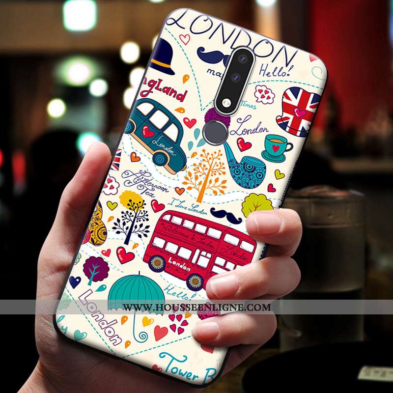 Housse Nokia 3.1 Plus Gaufrage Dessin Animé Bleu Téléphone Portable Coque Étui Ornements Suspendus
