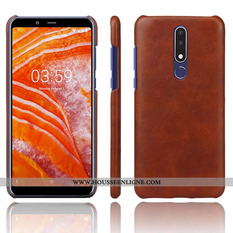 Housse Nokia 3.1 Plus Modèle Fleurie Protection Étui Téléphone Portable Couleur Unie Coque Orange