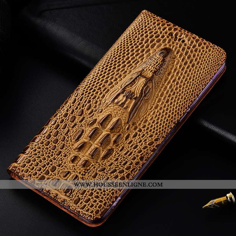 Housse Nokia 3.1 Plus Protection Cuir Véritable Téléphone Portable Incassable Étui Jaune