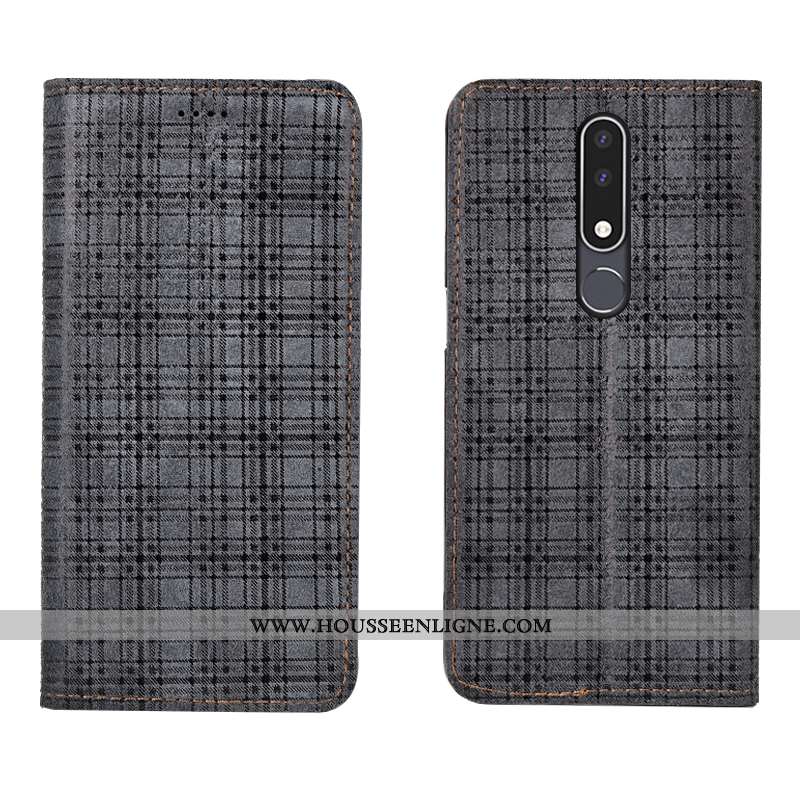 Housse Nokia 3.1 Plus Protection Cuir Véritable Étui Velours Téléphone Portable Gris Tout Compris