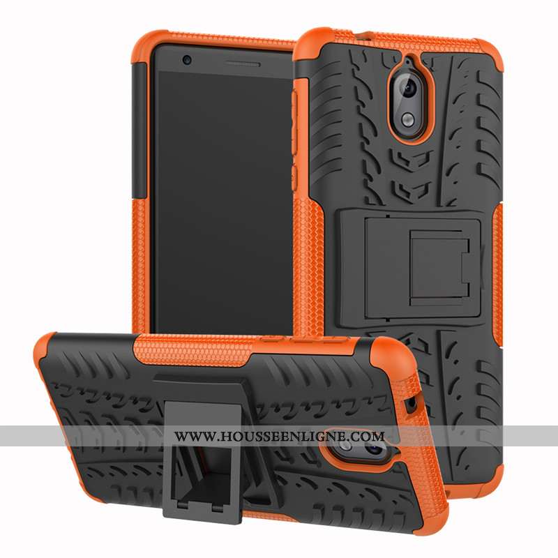 Housse Nokia 3.1 Protection Silicone Difficile Trois Défenses Téléphone Portable Étui Orange