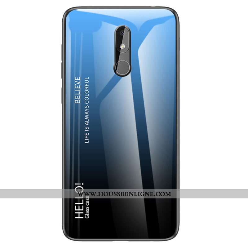 Housse Nokia 3.2 Protection Verre Coque Silicone Simple Téléphone Portable Personnalité Bleu