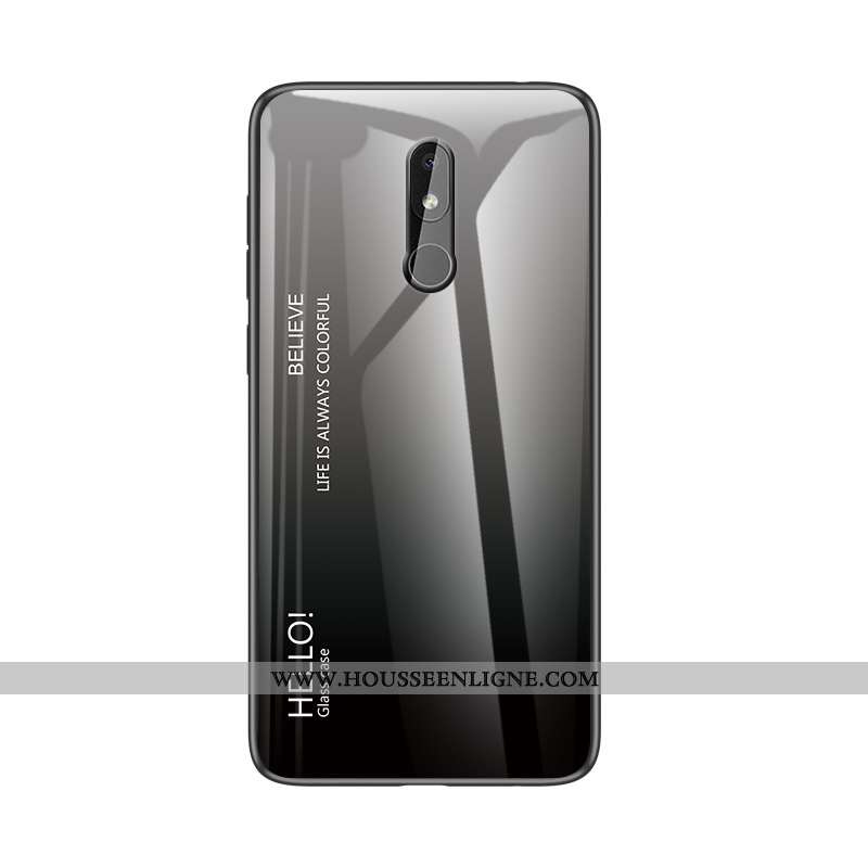 Housse Nokia 3.2 Protection Verre Coque Silicone Simple Téléphone Portable Personnalité Bleu
