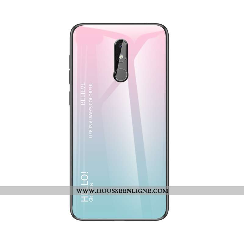 Housse Nokia 3.2 Protection Verre Coque Silicone Simple Téléphone Portable Personnalité Bleu
