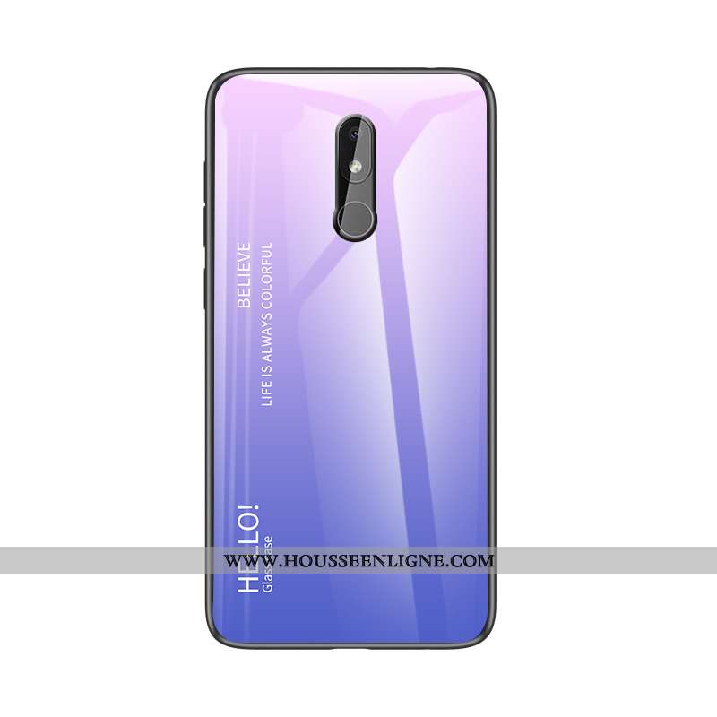 Housse Nokia 3.2 Protection Verre Coque Silicone Simple Téléphone Portable Personnalité Bleu