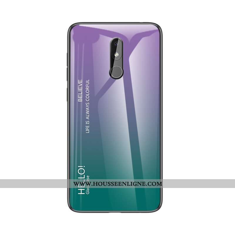 Housse Nokia 3.2 Protection Verre Coque Silicone Simple Téléphone Portable Personnalité Bleu