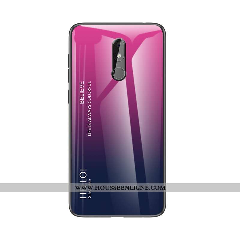 Housse Nokia 3.2 Protection Verre Coque Silicone Simple Téléphone Portable Personnalité Bleu