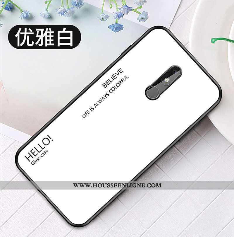 Housse Nokia 3.2 Protection Verre Coque Silicone Simple Téléphone Portable Personnalité Bleu