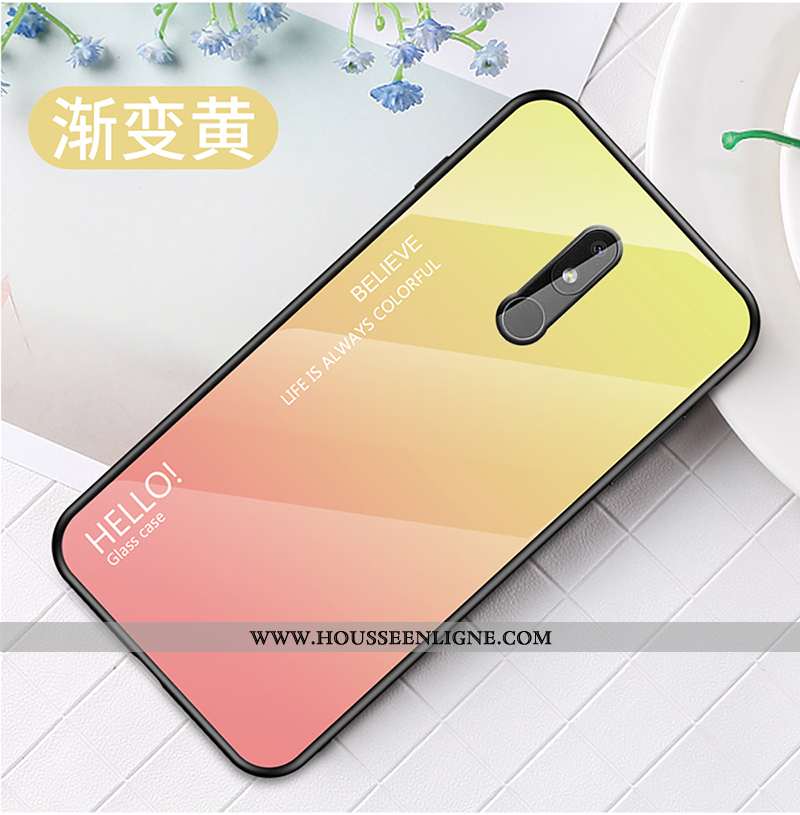 Housse Nokia 3.2 Protection Verre Coque Silicone Simple Téléphone Portable Personnalité Bleu
