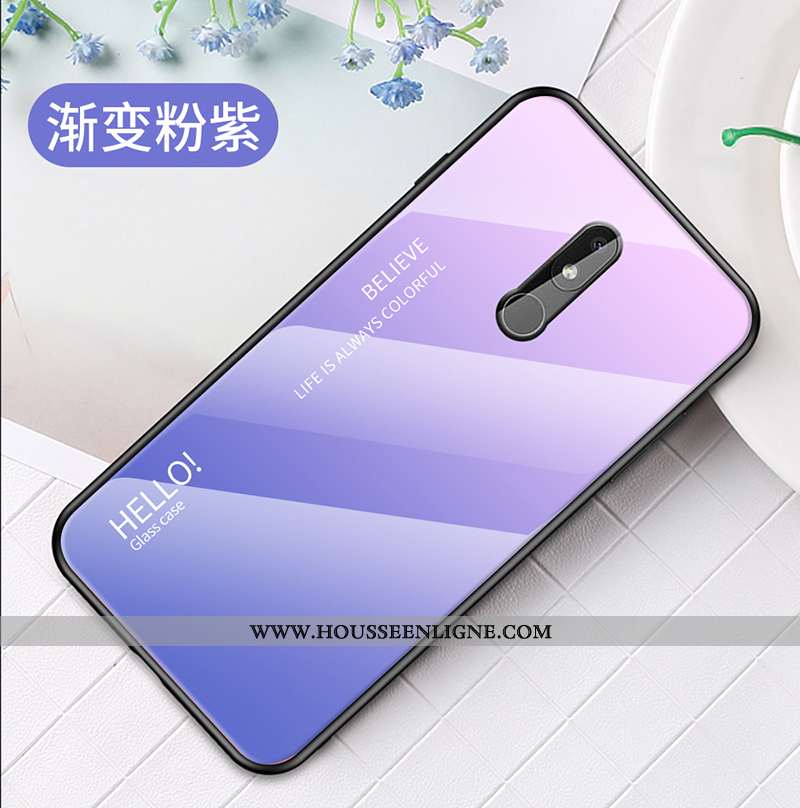 Housse Nokia 3.2 Protection Verre Coque Silicone Simple Téléphone Portable Personnalité Bleu