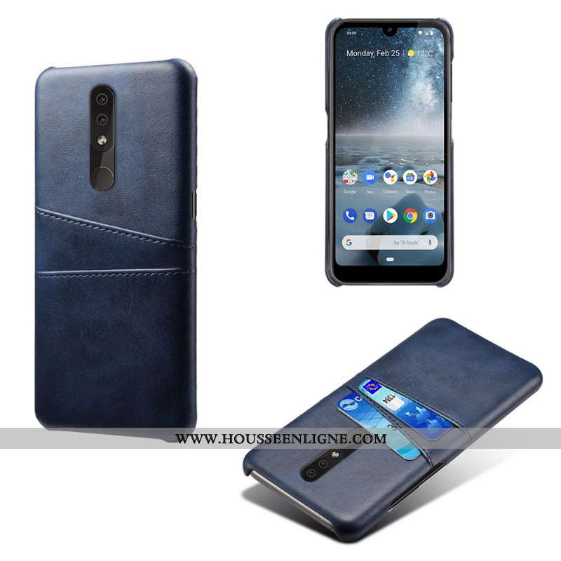 Housse Nokia 4.2 Cuir Protection Tendance Téléphone Portable Coque Incassable Bleu Marin Bleu Foncé