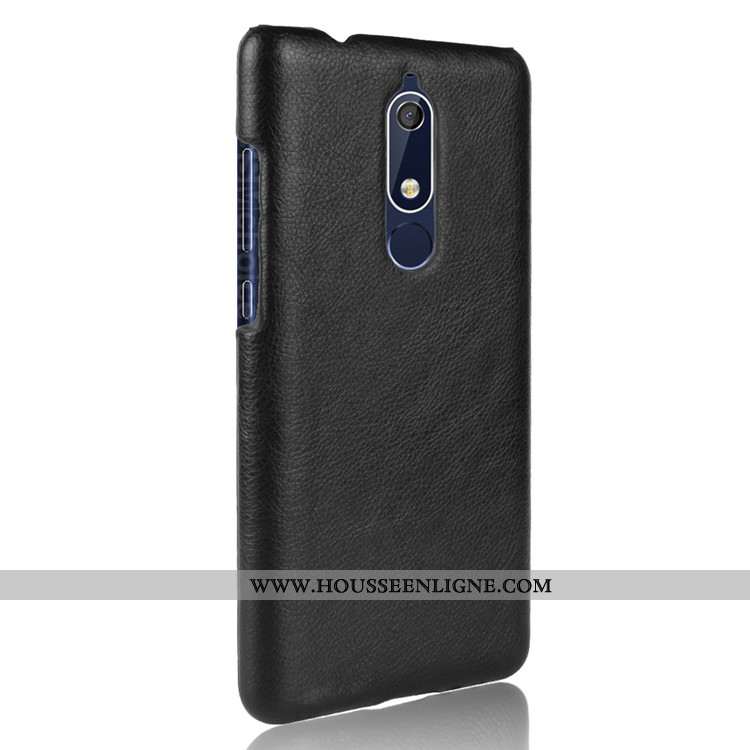 Housse Nokia 5.1 Créatif Cuir Difficile Téléphone Portable Modèle Fleurie Étui Protection Noir