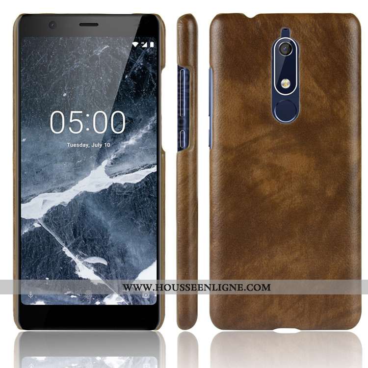 Housse Nokia 5.1 Créatif Cuir Difficile Téléphone Portable Modèle Fleurie Étui Protection Noir