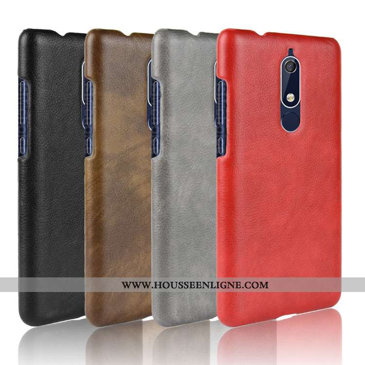 Housse Nokia 5.1 Créatif Cuir Difficile Téléphone Portable Modèle Fleurie Étui Protection Noir