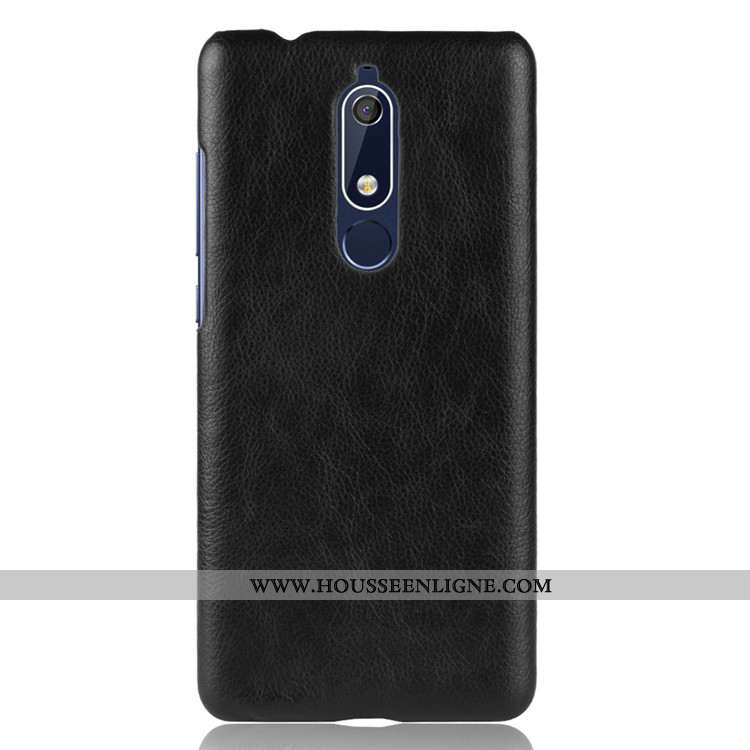 Housse Nokia 5.1 Créatif Cuir Difficile Téléphone Portable Modèle Fleurie Étui Protection Noir