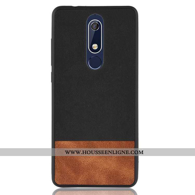 Housse Nokia 5.1 Délavé En Daim Fluide Doux Coque Silicone Incassable Tout Compris Noir