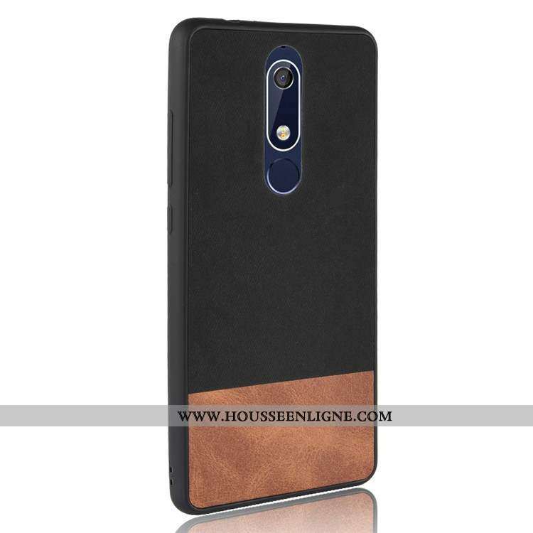 Housse Nokia 5.1 Délavé En Daim Fluide Doux Coque Silicone Incassable Tout Compris Noir