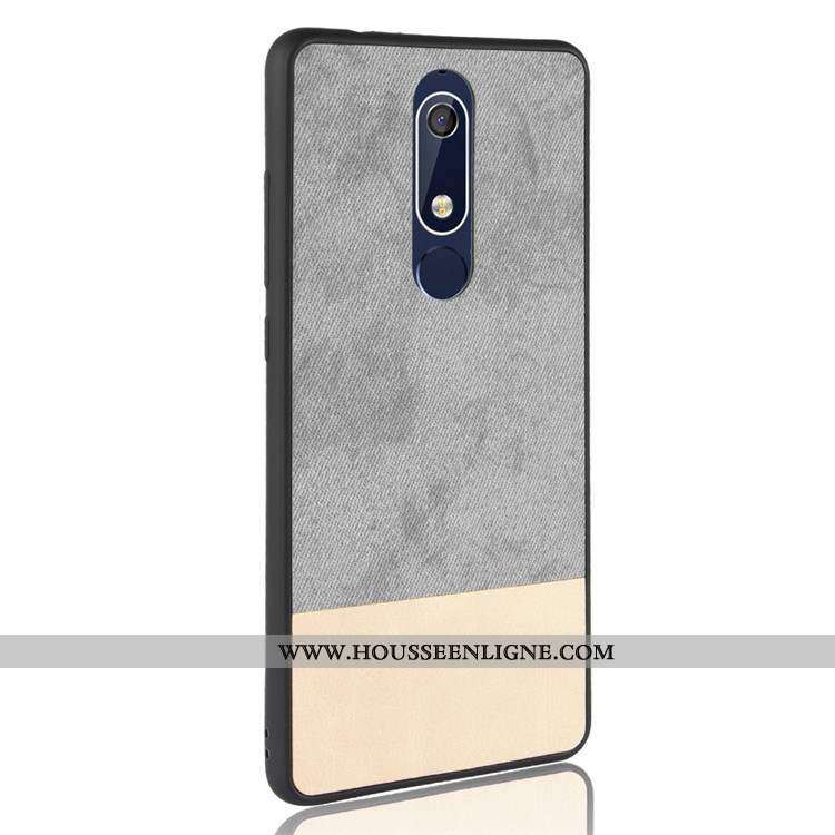 Housse Nokia 5.1 Délavé En Daim Fluide Doux Coque Silicone Incassable Tout Compris Noir