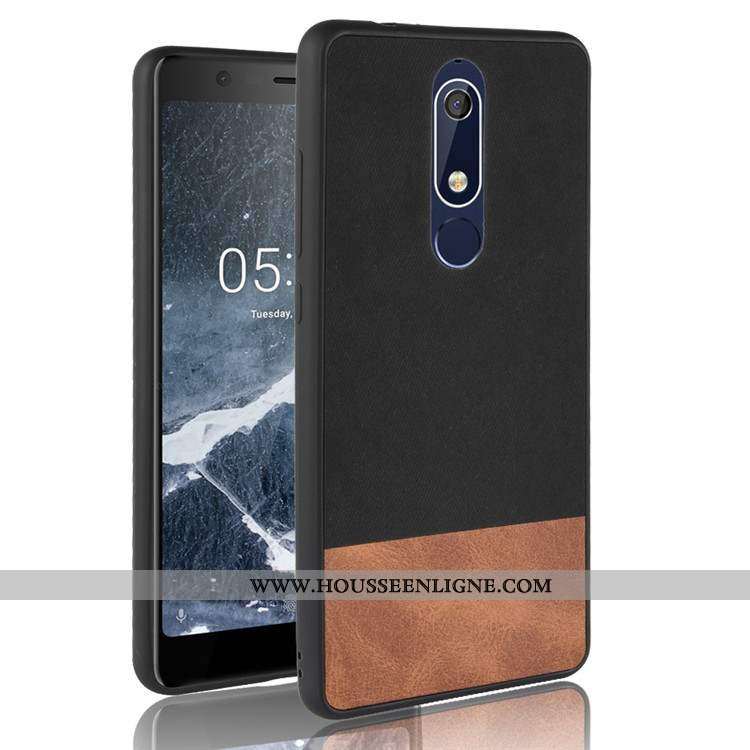 Housse Nokia 5.1 Délavé En Daim Fluide Doux Coque Silicone Incassable Tout Compris Noir