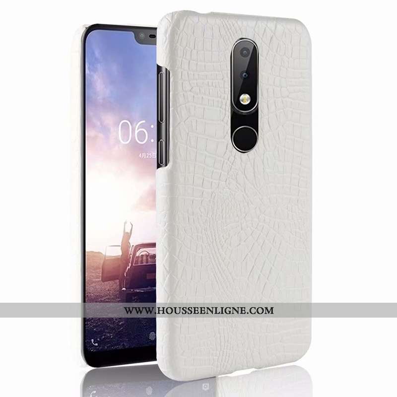 Housse Nokia 5.1 Plus Cuir Modèle Fleurie Protection Qualité Crocodile Étui Coque Orange