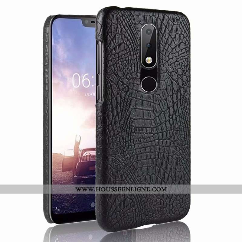 Housse Nokia 5.1 Plus Cuir Modèle Fleurie Protection Qualité Crocodile Étui Coque Orange