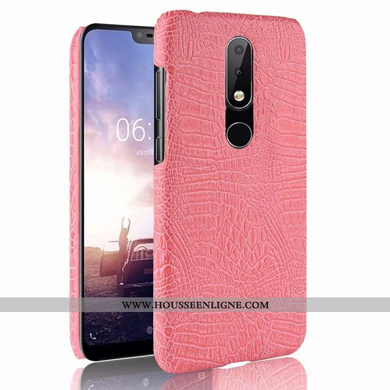 Housse Nokia 5.1 Plus Cuir Modèle Fleurie Protection Qualité Crocodile Étui Coque Orange